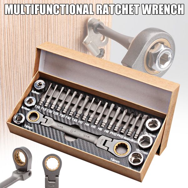 

cross hexagonal screwdriver bit set ratchet spanner socket machine repair tools set pld