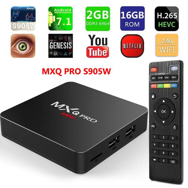 

smart tv box mxq pro 4k android 7.1 tv amlogic s905w quad core 2gb 16gb h.265 2,4 ггц wifi media player set top