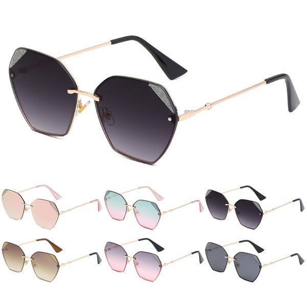 

fashion gradient sunglasses women men brand designer metal frame polygon sun glasses vintage shiny sunglass uv400 shades, White;black