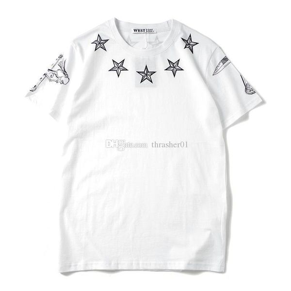

2019 luxury mens designer t shirt men women short sleeves fashion couples pentagram print t shirt tees black s-xl, White;black