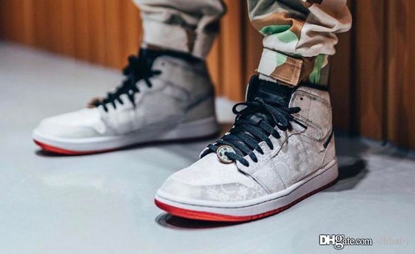 

2019 authentic clot x air high 1 mid fearless men basketball shoes woven nylon upper retro sports sneakers cu2804-100 with box