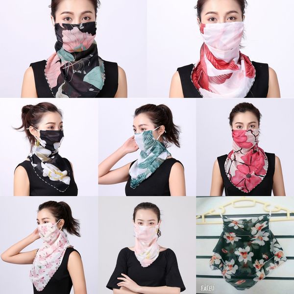 

snvjs 2020.женщины шарф маска для лица 38 стилей шелковый носовой платок открытый половина ветрозащитный шифон пылезащитный солнцезащитный к, Black