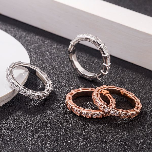 

2020 old silversmith s925 sterling silver serpentine ring female single row diamond set cool fashion european and american womens ring tikto