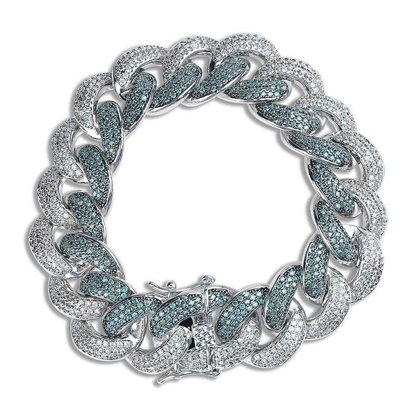 

mens bracelets luxury fashion glaring zircon platinum plated cuban chain hip hop designer bracelet, Black