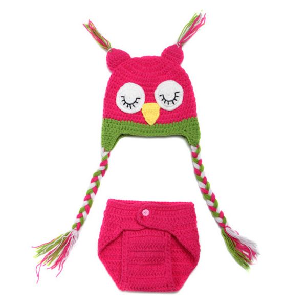 

sweet owl baby girl pshoot knit crochet costume beanie + pants, White
