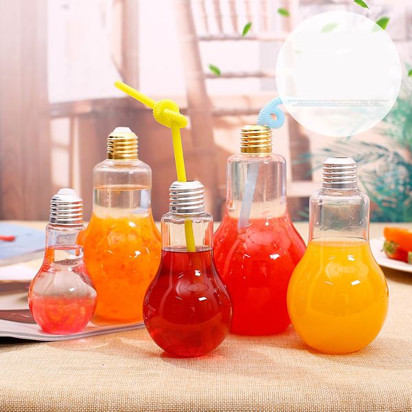 

creative clear plastic light bulb juice water beverage bottle drink cup without drinking straw