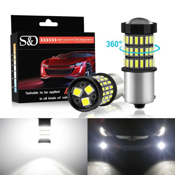 

s&d 2pcs 1156 ba15s p21w led bau15s py21w led bulb r5w r10w 12v white red amber car light turn signal brake tail slamp auto
