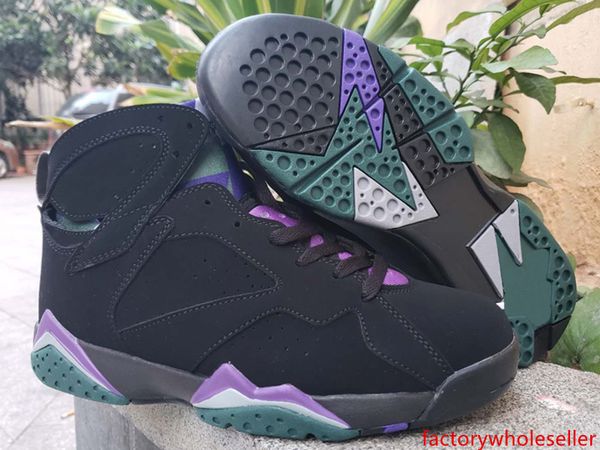 

2019 new 7 ray allen mens basketball shoes good quality black fierce purple-dark steel grey men retro athletic designer sports sneakers