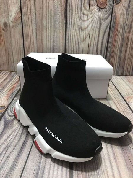 

New 13 aaa 13 balenciaga peed trainer knit ock hoe original luxury men women neaker high ca ual hoe, Black