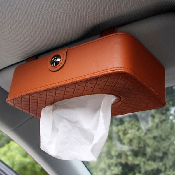 

sun visor tissue box leather car hanging paper drawer