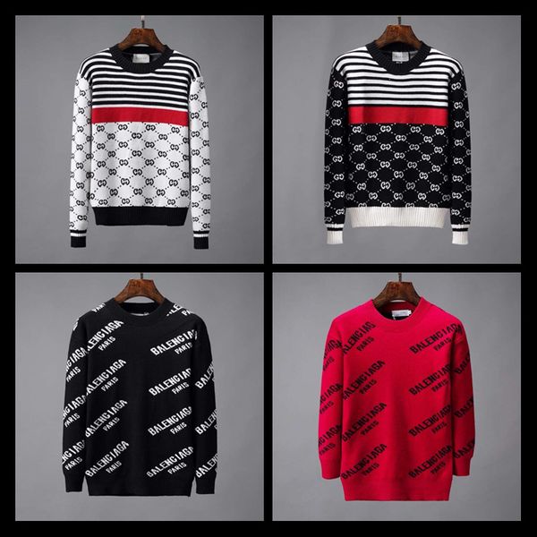 

2019 модный бренд класса люкс дизайнер осень зима синий лоскутное вскользь свитер классический полосатый трикотаж спортивный костюм роскошны, White;black