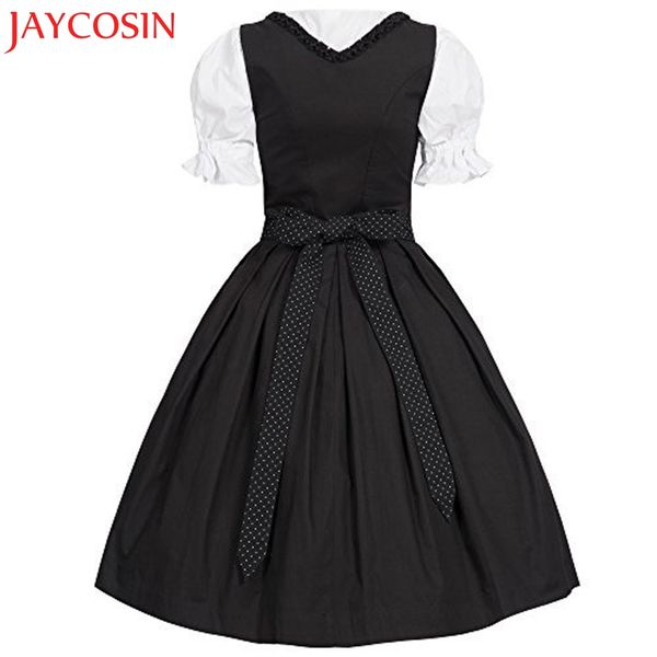 

women's oktoberfest costume bavarian beer girl drindl tavern maid dress dropship sept.28, Black;red