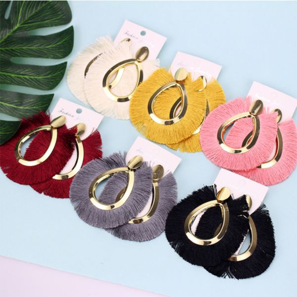 

bohemian big tassel earrings for women 2019 trendy statement large fringe drop dangle earring pendent jewelry for mother, Silver