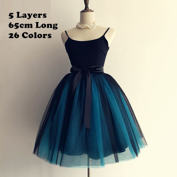 

gothic 5 layers 65cm mix colors tutu tulle skirt women streetwear high waist pleated midi skirts spudniczki jupe rokken faldas, Black;gray