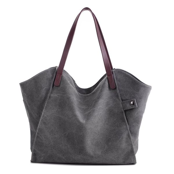

fggs women canvas shoulder tote bag casual simple style daily bag handbag