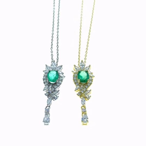 

new style green emerald necklace with silver gift style