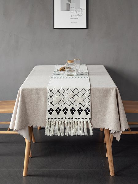 

northern european-style table runner modern minimalist coffee table tv cabinet cover household table cloth bed flag tail cover hand-made ins