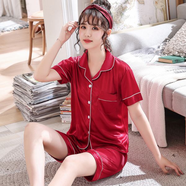 

gogoni 2019 new arrivals summer clothes summer pajamas set for women sleepwear sweet women pijamas fashion sweet, Black;red