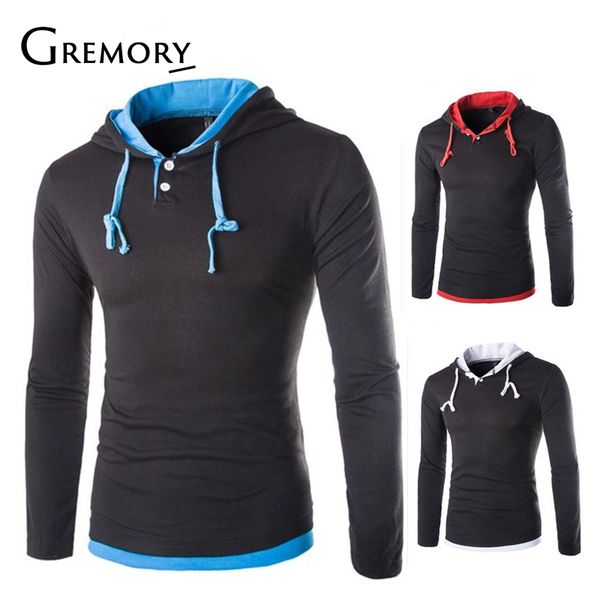 

2019 autumn long sleeve hooded t shirt men slim fit hooded t-shirts pullover hoodies drop shipping sa-8, White;black