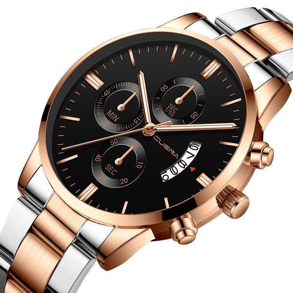 

relogio masculino 2018 men fashion stainless steel date sport quartz analog wrist watch fast shipping dropshipping, Slivery;brown