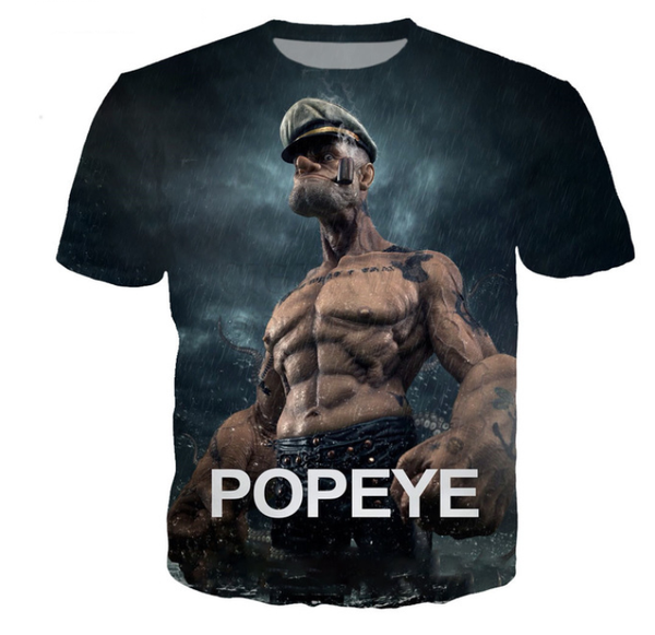 

2019 новый дизайн одежды мультфильм аниме popeye футболка мужчины / женщины 3d печатные футболки унисекс harajuku стиль футболка уличная топ, White;black