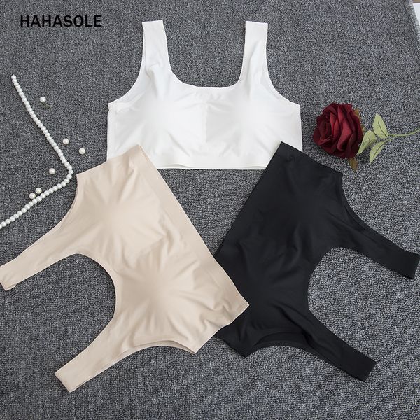 

hahasole women yoga bra solid color seamless sports bra shockproof padded fitness women racerback running crop hwa4590-2, White;black