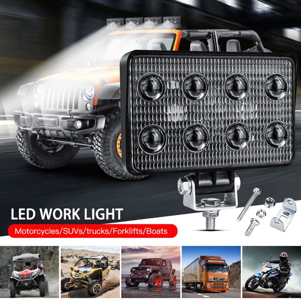 

round 24w led work light spot lamp offroad truck tractor boat suv ute 12/24v