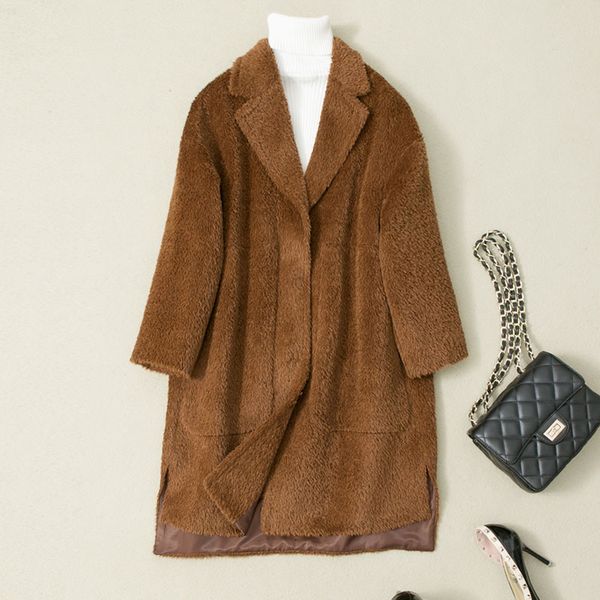 

пальто из шерсти альпаки для женщин осенью и зимой 2018, Black