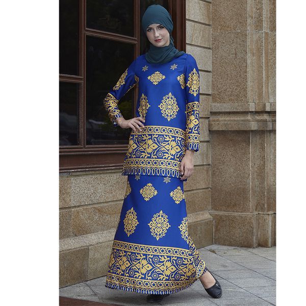 

fashion flower print two pieces muslim sets islamic clothing women's with bottoms muslim dress arab womens clothing 9006, Red