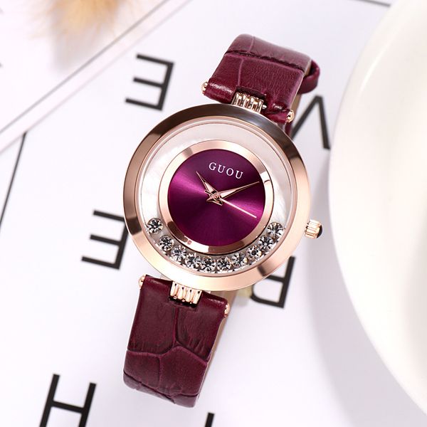 

drop ship authentic ladies watch waterproof fashion ultra-thin quartz watch leather with rhinestone women's, Slivery;brown
