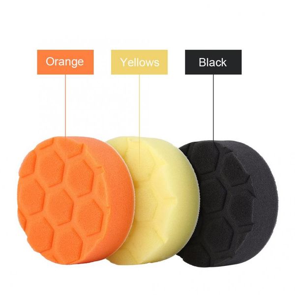 

3x sponge polishing buffing waxing pad kit for car polisher orange black yellow