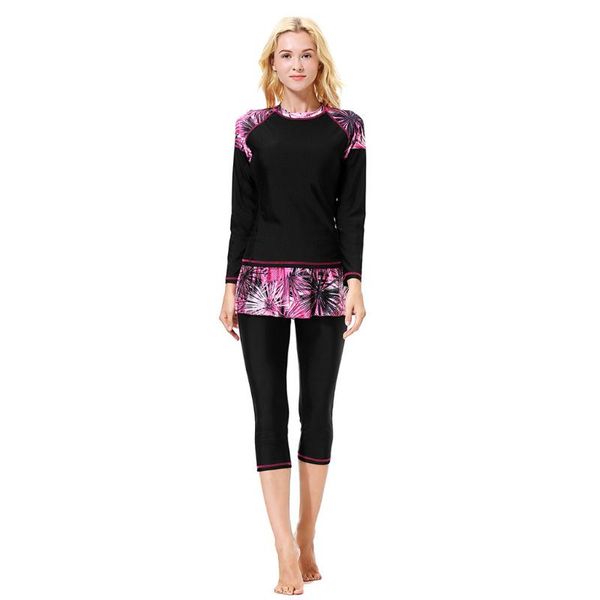 

musulmano muslim swimsuit long sleeve swim wear women plus size modest swimwear 3pc printed bathing suit islamic dropshipping c