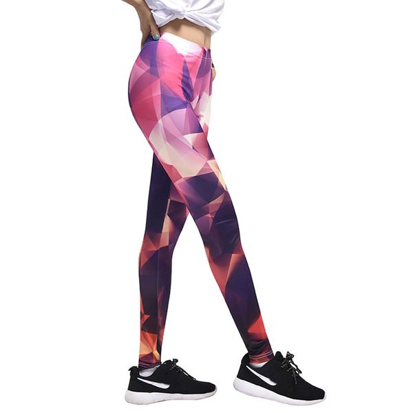 

женщины высокой талией stretch поножи тонкий красочные printed compression брюки горячие, Black