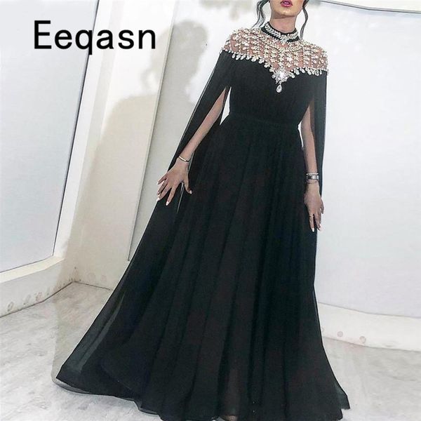 

старинные черные вечерние платья 2019 блестящий кристалл длинный шифон африканский дубай женщина вечернее платье партии, White;black