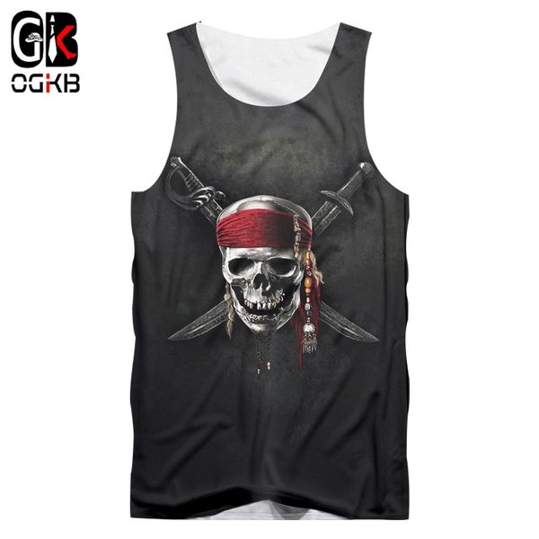 

ogkb tank summer cool print knife skull 3d singlets vest for women/men hiphop punk gothic shirts sleeveless tees 5xl, White;black