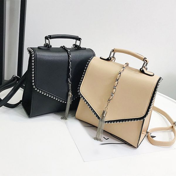 

abdb-fashion leather backpacks for teenage girls women's backpack small ear women backpack tassel shoulder bags school backpac