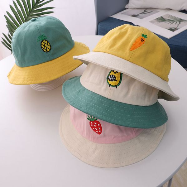 

2020 cartoon fruit bucket hat panama for kids boys girls sun hat summer hip hop cap fisherman caps chapeau femme