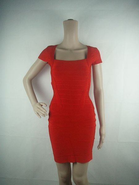 

2016 cap sleeve red bandage square collar dress wholesale above knee, mini dress dress + suit, White;black