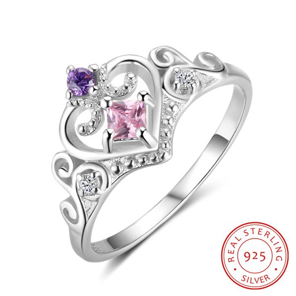 

романтический мода принцессы желания кольцо стерлингового серебра 925 девушок женщин wedding rings корона новое прибытие ослепительная цирко, Silver