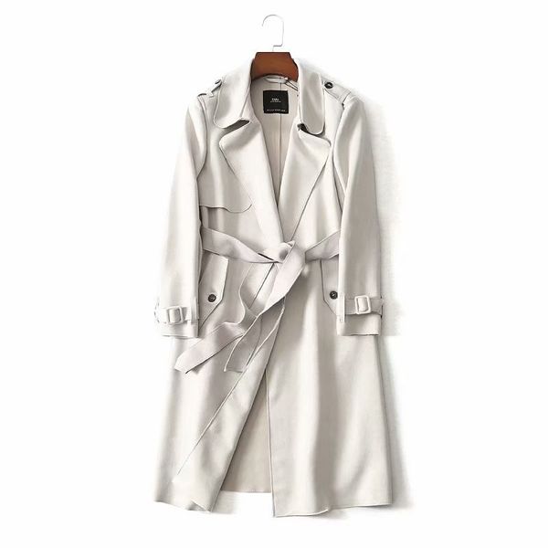 

sales double breasted mid-length trench coat fashion style vintage loose coat female autumn new classic casual windbreaker, Tan;black