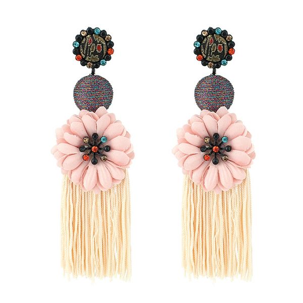 

women's long dangle earrings fashion tassel flower drop earrings, Silver
