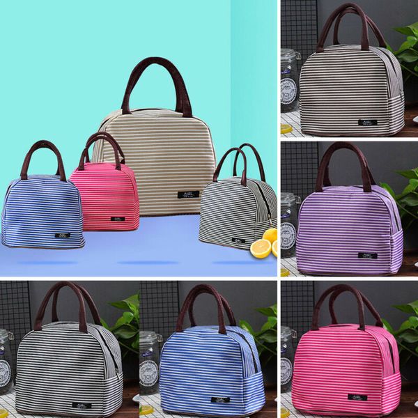 

cooler insulated canvas picnic portable lunch bag box for thermal, Blue;pink