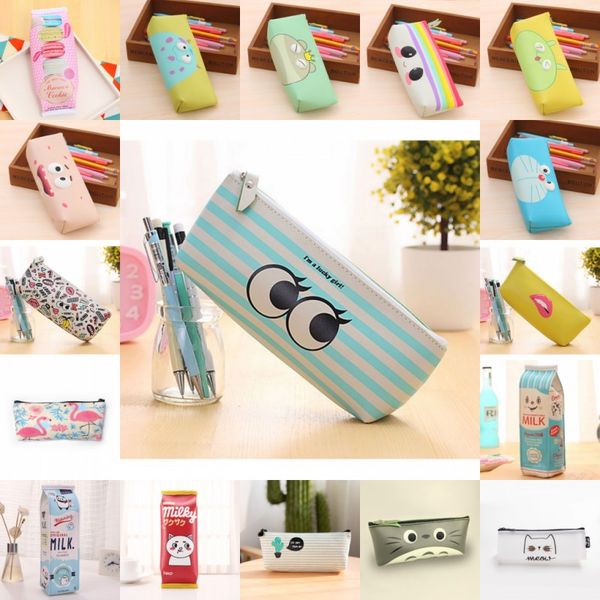 

stylish flamingo cat cute cosmetic bags & cases for girls women travel bags zipper pencil case for boys school supply kids gift