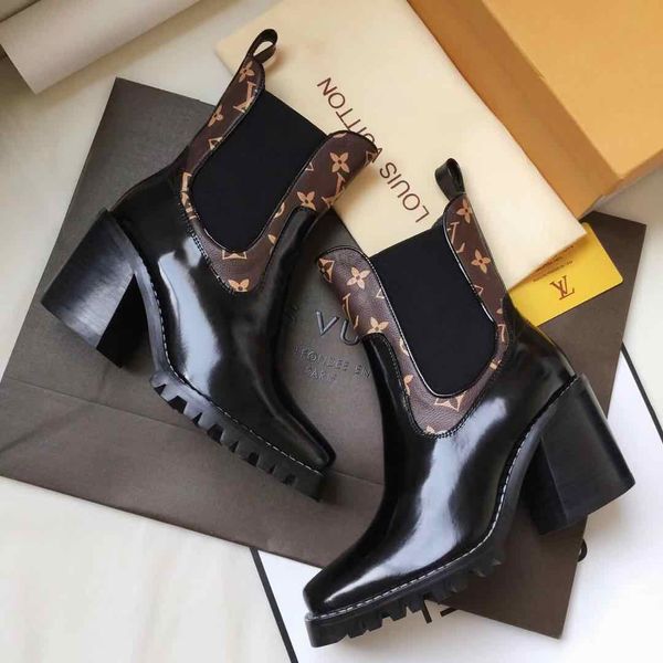 

the lastest fashion luxury 32ss boots womens shoes brand half ankle boot lady designerss genuine leather dress boots casual with box, Black
