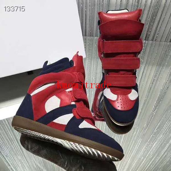

original box woman designer shoes isabel bekett sneakers hidden wedge height increasing marant trainers genuine leather shoes, Red;white