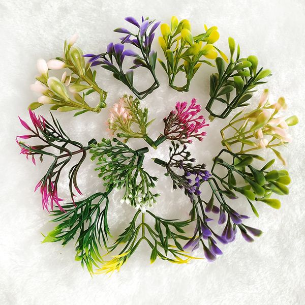 

100 piezas bonsai decoration accessorieswedding home decor diyartificial plastic fake plants grass artificial flowers
