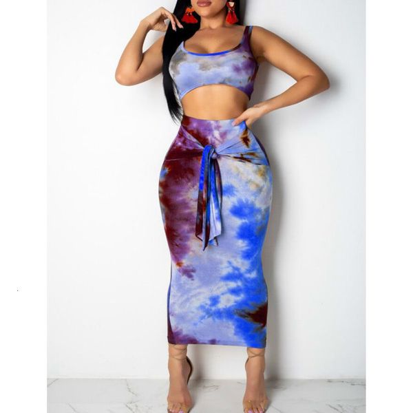 

summer fashion women 2 piece sleeveless strappy crop bodycon midi skirt summer praty club set party holiday clothings, Gray