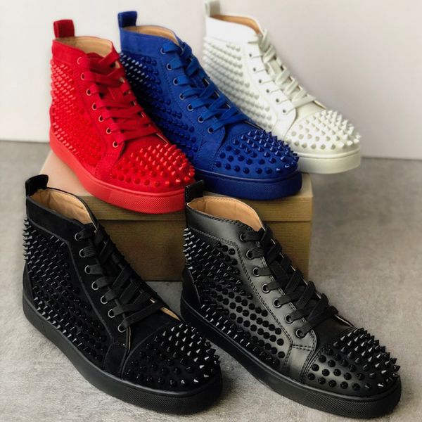 

2020 trainers sneakers junior suede studded spikes shoes flat trainers red bottom shoes high silver spiked men shoes, Black