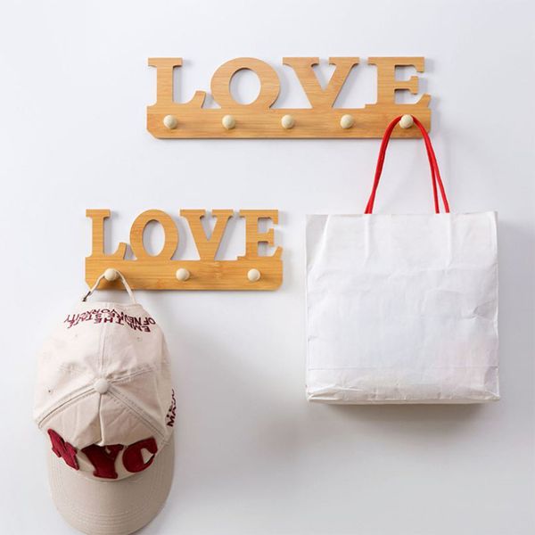 

adorable wooden love letter hooks super sticky hanging storage organizers hanger holder hook home essential wall-mounted hook