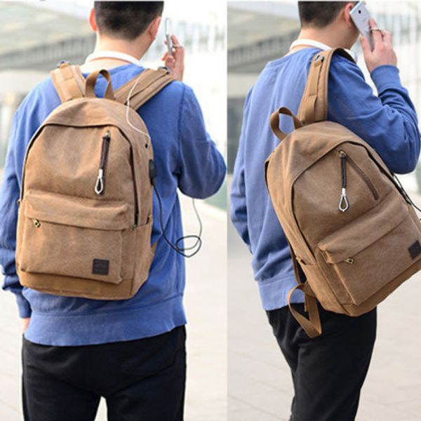

bag canvas men's vintage backpack rucksack lapshoulder travel bag